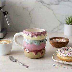 Fun Room Essentials Donut Stack Mug: A Cheerful Ceramic Coffee and Tea Cup